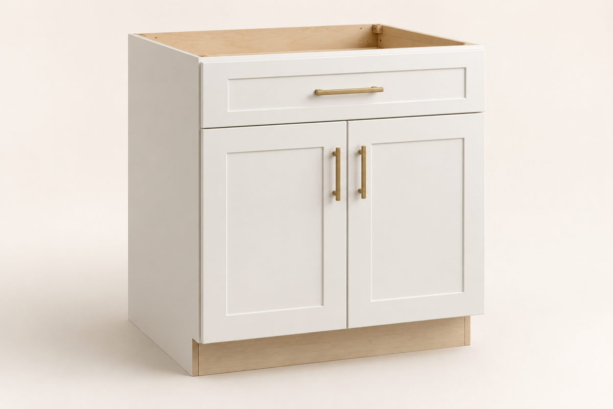 Summit 30-inch Double-Door Base Cabinet — White Shaker design visualization