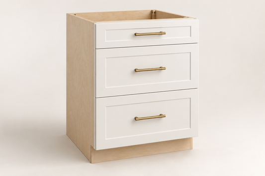 Summit 24-inch Three-Drawer Base Cabinet — White Shaker design visualization