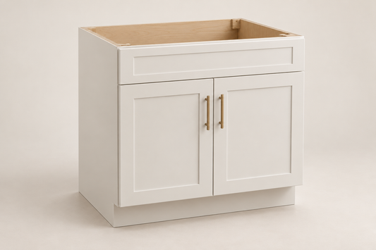 Summit 36-inch Sink Base Cabinet — White Shaker design visualization