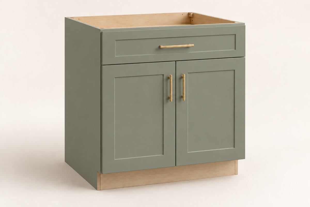 Summit 30-inch Double-Door Base Cabinet · Custom — Book Consultation · Dried Thyme · Shaker · Illustrative design preview