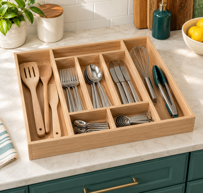 Summit Drawer Organizer · Custom Size · Custom Layout · Custom Finish · Illustrative design preview