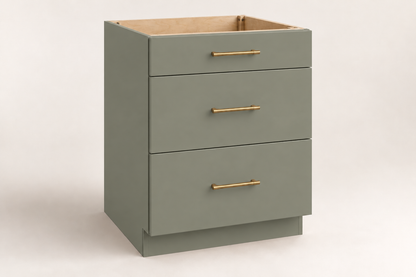 Summit 24-inch Three-Drawer Base Cabinet · Custom — Book Consultation · Dried Thyme · Slab · Illustrative design preview