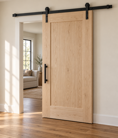 Heritage Custom Barn Door · Custom Size · Custom Pattern · Custom Finish · Illustrative design preview