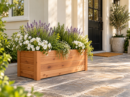 Evergreen Cedar Planter Box · Custom Size · Custom Finish · Shipping Quote Required · Illustrative design preview