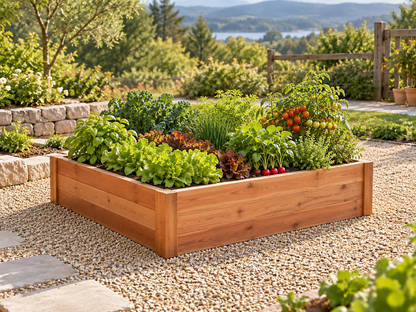 Evergreen Raised Garden Bed · Custom Size · Custom Finish · Shipping Quote Required · Illustrative design preview