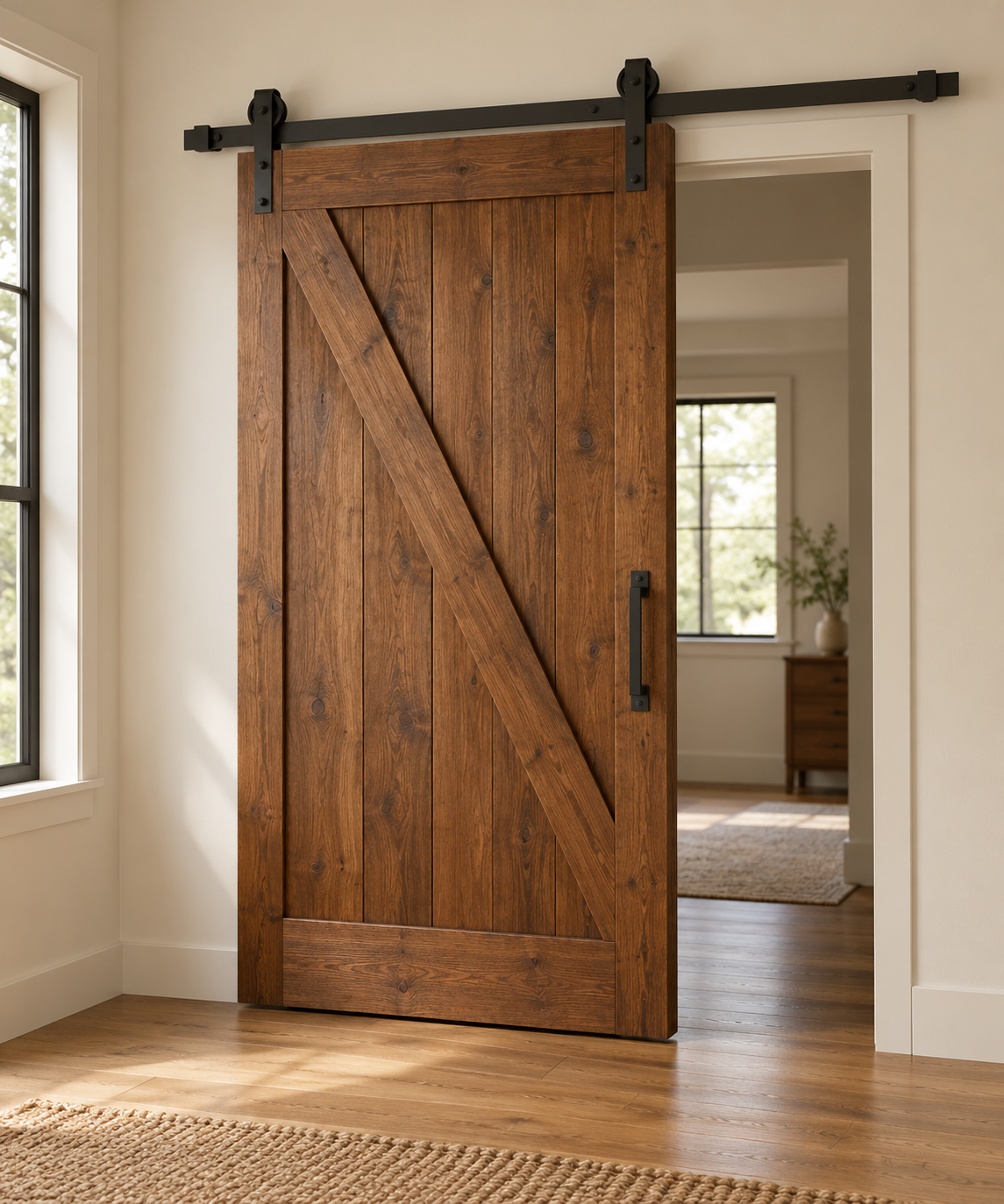 Signature Pattern Barn Door · Custom Size · Diagonal · Stained · Illustrative design preview
