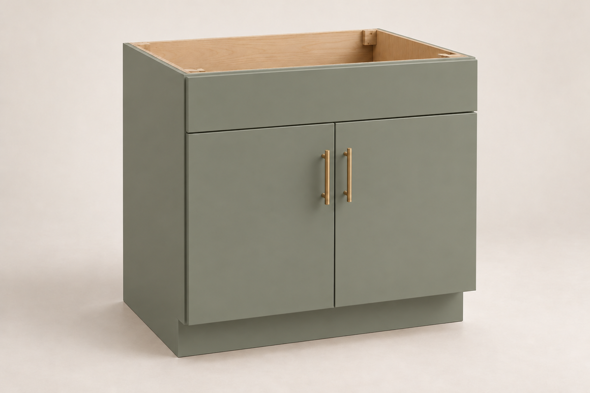 Summit 36-inch Sink Base Cabinet · Custom — Book Consultation · Dried Thyme · Slab · Illustrative design preview