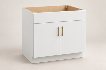 Summit 36-inch Sink Base Cabinet · Custom — Book Consultation · White · Slab · Illustrative design preview