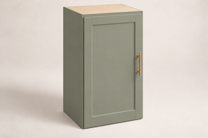 Summit 18-inch Single-Door Upper Cabinet · Custom — Book Consultation · Dried Thyme · Shaker · Illustrative design preview